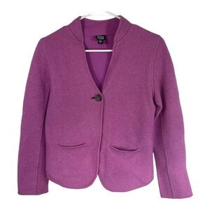 Eileen Fisher Sz Small Petite Lambswool Blend One‎ Button Blazer Jacket purple
